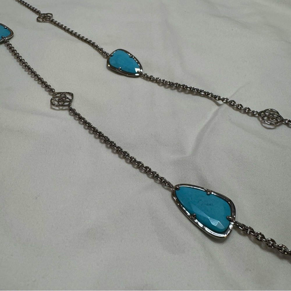 Kendra Scott Kinley Necklace - Silver & Turquoise Necklace - Picture 2 of 4